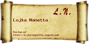 Lojka Nanetta névjegykártya